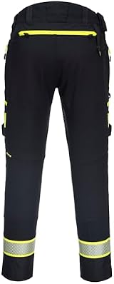 Portwest DX449 Mens Slim Fit Work Trousers Black Hi Vis Cargo Stretch Knee Pad view 2