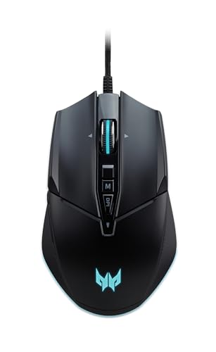 Acer Predator Cestus 335 Gaming Mouse (19,000 DPI, 400 IPS Tracking, 10 Programmable Buttons, 0.5 ms Response Time, RGB Lighting), Black