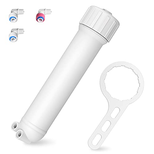 Photo 1 of Membrane Solutions 1812/2012 24-150 GPD RO Housing Kit, Reverse Osmosis Membrane Filter Housing Replacement with Elbow Fittings, Housing Wrench, Check Valve