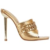 LEMONADE Women's Open Toe Stiletto Mule High Heel Sandals Black Size 7