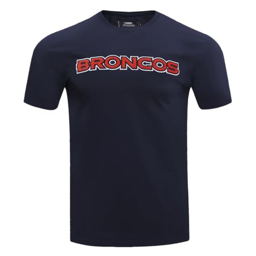 Pro Standard Mens NFL Denver Broncos Classic Chenille Short Sleeve Tee Midnight Navy M