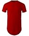 Mens Hipster Hip Hop Basic Long T-Shirt with Zipper Trim (X-Large, 1rd03_red)