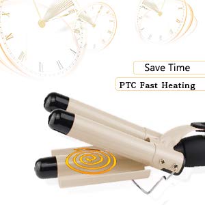 3 Barrel Curling Iron, Waver Curling Iron Adjustable 25mm Hair Waver Curling Iron for Long or Short Hair Heat Up Quickly Last Long Waver Iron Wand for Women