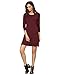 Kissky Women's Basic Long Sleeve Pockets Casual Swing Plain Tshirt Dress (M, Burgundy)