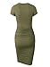 Missufe Women's Ruched Casual Sundress Knee Length Bodycon Sheath Fitted Dress (Army Green, X-Small)