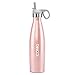 ICONIQ Stainless Steel Vacuum Insulated Water Bottle with Pop Up Straw Cap, 17 Ounce (Rose Gold/Gray)