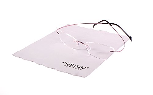 Agstum Pure Titanium Rimless Frame Prescription Hingeless Eyeglasses Rx (Pink, 52)