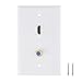 HDMI Wall Plate, 1 Port 4K HDMI Keystone to Female, 1 Port F Type Connector Coax Keystone to Female Wall Plate-White