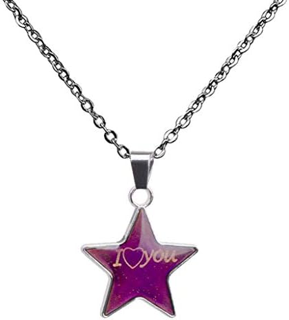 Women's Emotion Chain Necklace Color Changing Mood Star Starfish Alphabet I Love You Pendant