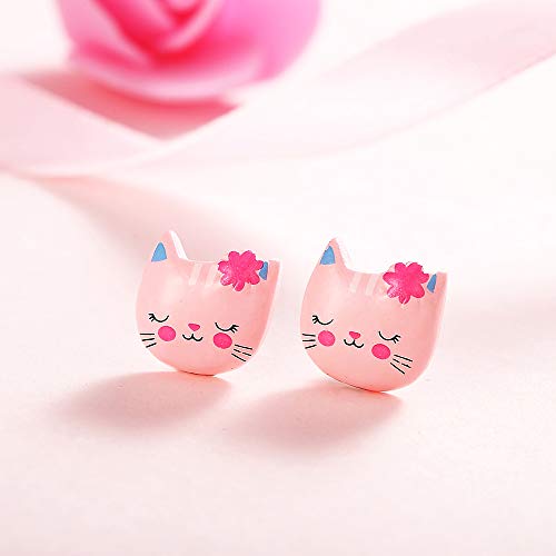 PinkSheep Earrings Set for Little Girls, Kids Stud Earring 12 Pair, Unicorn Flower Star Earrings - Thumbnail 4