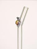 Hummingbird Glass Straws Purple Turtle on Clear Bent Straw 9 in x 9.5 mm With Cleaning Brush