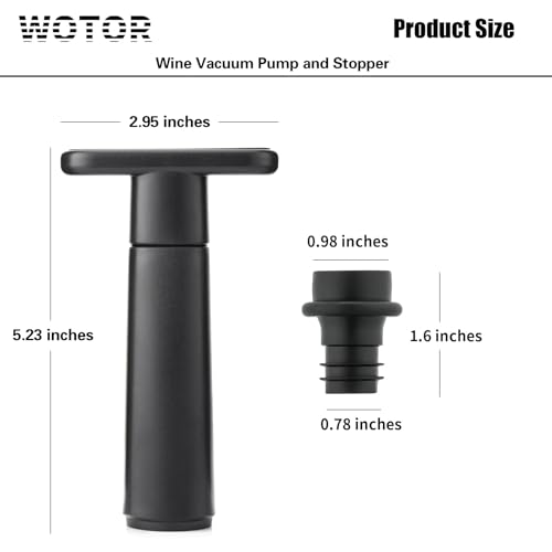 WOTOR Wine Saver Vacuum Pump with 4 Stoppers, Wine Preserver, Black photo 12