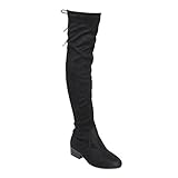 BONNIBEL GF68 Women's Lace Up Inside Zipper Low Heel Over Knee High Boots