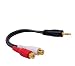Honbay&reg; 3.5mm Gold 1/8 Stereo Male Mini Plug to 2 Female RCA Jack Adapter Audio Y Cable
