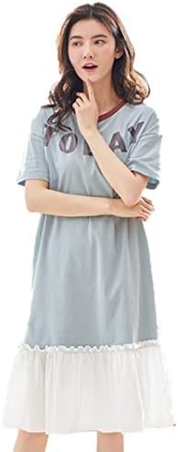 ルームウエア ネグリジェ ルームワンピース パジャマ ナイトウェア 夏用 半袖 丸首 綿 肌に優しい 薄手 レディース 女の子 可愛い スイート ワイド 大きいサイズ カジュアル フレア ブルー Tarunniketanpublicschool Com