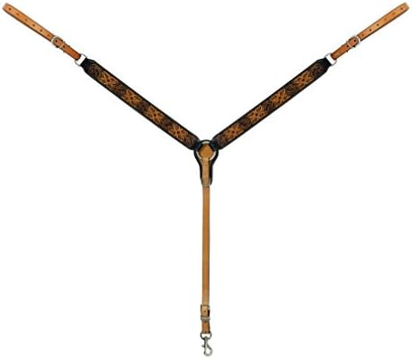 Turquoise CrossFloral Tooled Straight Breast Collar, 45-0300