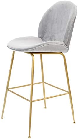 XIUYUNJBD Bar Stools With Backrest Fabric Velvet Green Barstool Metal Legs Colour Selection Stools Chairs