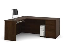 BESTAR Prestige L-Shaped Workstation with Three Drawers, Chocolate