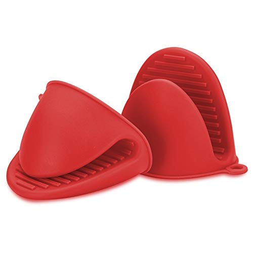 image for ALAZCO Red Mini Oven Mitts 1 Pair (2pcs), Heat Resistant Pinch Mitt Gl