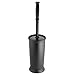 mDesign Modern Compact Plastic Toilet Bowl Brush and Plunger Combo Set with for Bathroom Storage and Organization - Sturdy, Heavy Duty, Deep Cleaning, 2 Pieces - Black