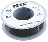NTE Electronics WH24-00-25 Hook Up Wire, Stranded, Type 24 Gauge, 25' Length, Black