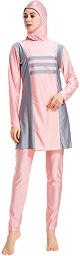 Women Muslim Bathing Suit with Cap Women's Long Sleeve Muslim Islamic Burkini Modest Swimwear Lady Swimsuit CapsA