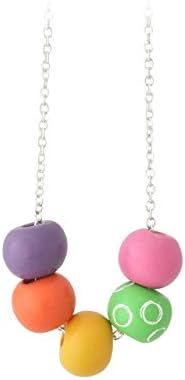 Colourful Beaded Necklace on Silver Plated Curb Chain