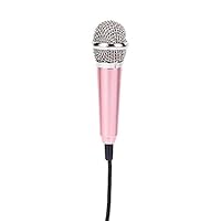 bjduck99 3.5mm Universal Wire Connect Karaoke Metallic Mini Microphone for Cell Phone PC - Rose Gold