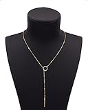 Zealmer 1Pc Women Metal Ring Stick Pendant Charming Chain Simple Necklace Gold Color