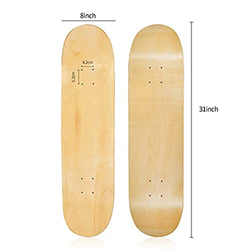 BESIY Blank Skateboard Deck 8.0 Inch - 7-Ply Maple Wood for Custom Graphics, Pro Pop & Skating