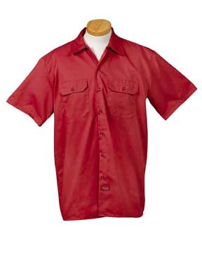 Dickies Men's 5.2 oz. Short-Sleeve Work Shirt, Medium, Red