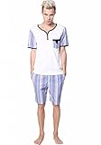 Godsen Men's Cotton Pajama Short Sleepwear Lounge Set