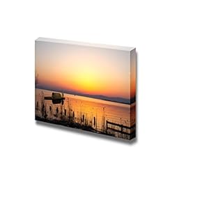 Canvas Prints Wall Art - Sunset Over Lake | Modern Wall Decor/Home Decoration Stretched Gallery Canvas Wrap Giclee Print. Ready to Hang - 12" x 18"