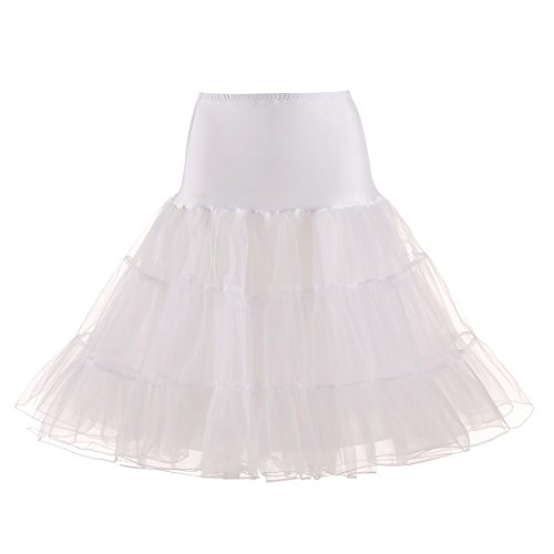 Nevera Women 50s Vintage Rockabilly Petticoat Skirts Tutu Crinoline Underskirt White