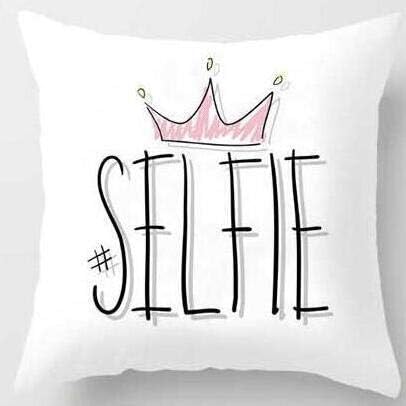 Amazon 子供用ホワイトピンク セルフィースローピローケース ブラッククラウンクッションカバー ハッシュタグ プリンセス 赤ちゃん 女の子 男の子 部屋 子供部屋 モダン かわいい ソファ ソファ ジッパー 寝室 ホームデコレーション ファブリック 枕 抱き枕 オンライン通販