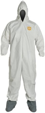 DuPont ProShield 60 Disposable Protective Coverall with Elastic Cuff, Hood and Boots, White, 2X-Large, 25-Pack