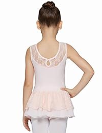 Vestido de leotardo de algodón con manga ondeante MdnMd para niñas