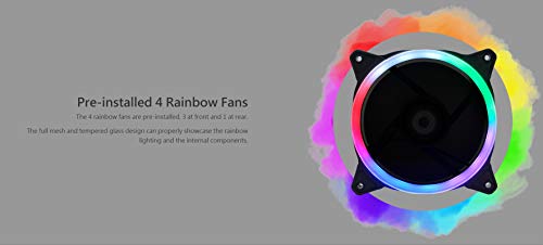 Montech Fighter 600 ATX Mid-Tower Computer Case/Pre-Installed Rainbow Fans4, High-Airflow, Full Mesh Panel, Pull-Out Glass, Hard Drive Installation, Magnetic Dust Filter/ATX, MicroATX, Mini-ITX - Thumbnail 3
