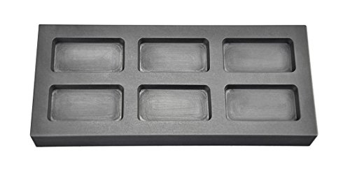 6 Cavity 1/2 oz Troy Ounce Silver Rectangle Graphite Ingot Mold For Melting Casting Refining Scrap Metal Jewelry
