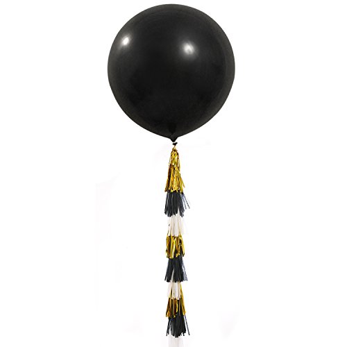 Lingâ€™s moment 36" Giant Black Balloons + Paper Tassel Garland for Birthday/Party/Wedding/Baby Shower Decorations, Event & Party Supplies