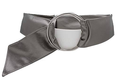 TFJ Women Fashion Corset Wide Belt Waistband High Waist Hip S M L Metallic Gray Pewter