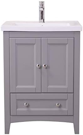 Single Bathroom Vanity Set in Medium Grey Finish