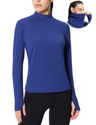baleaf Women's Thermal Long Sleeve Shirts Fleece Tops Base Layer Blue M at Amazon
