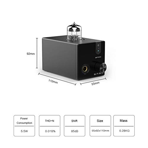 SMSL SP100 Tube Headphone Amplifier Desktop HiFi Amplifier 6N3 Tube for 6.35mm 3.5mm Headphones (Black)