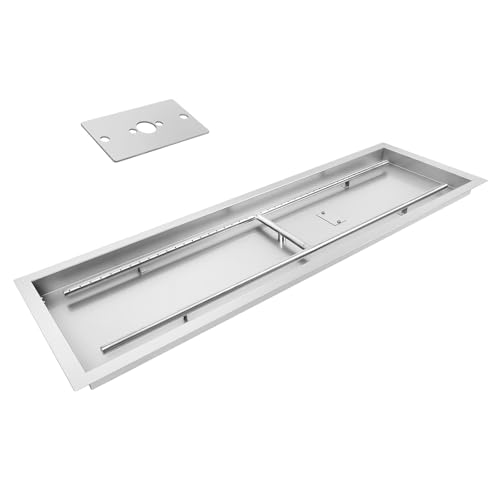 Dollate 48" X 14" Drop-in Fire Pit Pan and Burner, 304 Stainless Steel Rectangu…
