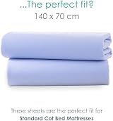 Clair de Lune 2 Pack Fitted Cot Bed Sheets 70 x 140 cm Blue Jersey Cotton view 2