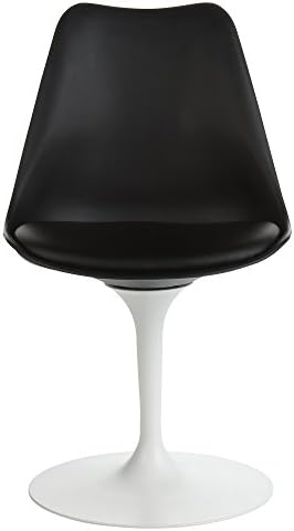 Mid-Century Modern Tulip Dining Chair, Black Leather