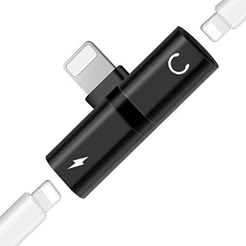 EXECCZO Headphone Splitter Adapter Compatible with iPhone X Xs max 7 8 Plus, Dual IP Ports Jack Aux Audio & Charging & Calling & Sync Cable Connector Earphone Charger Adapter