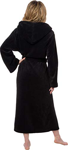 Silver Lilly Full Length Hooded Long Robe - Women's Luxury Plush Bathrobe w/Sherpa Trim Collar (Black, Small/Medium) - Thumbnail 5