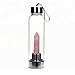 X-creative Water Bottle Gemstone Gift Rose Quartz Crystal Points | 6 Faceted Reiki Chakra Meditation Therapy, Handheld Glass Energy Bottle Healing Wand
